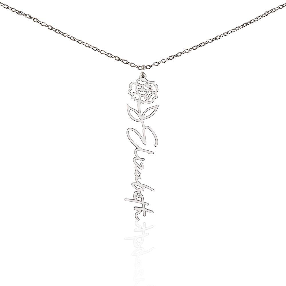 Custom Flower Name Necklace – Personalized Birth Flower Jewelry Gift for Her