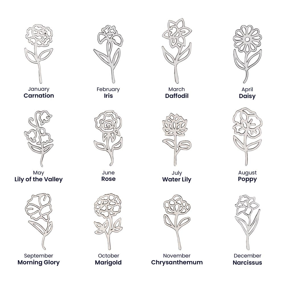 Custom Flower Name Necklace – Personalized Birth Flower Jewelry Gift for Her