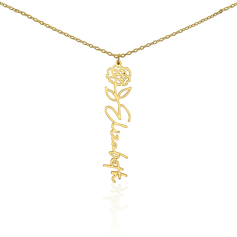 Custom Flower Name Necklace – Personalized Birth Flower Jewelry Gift for Her