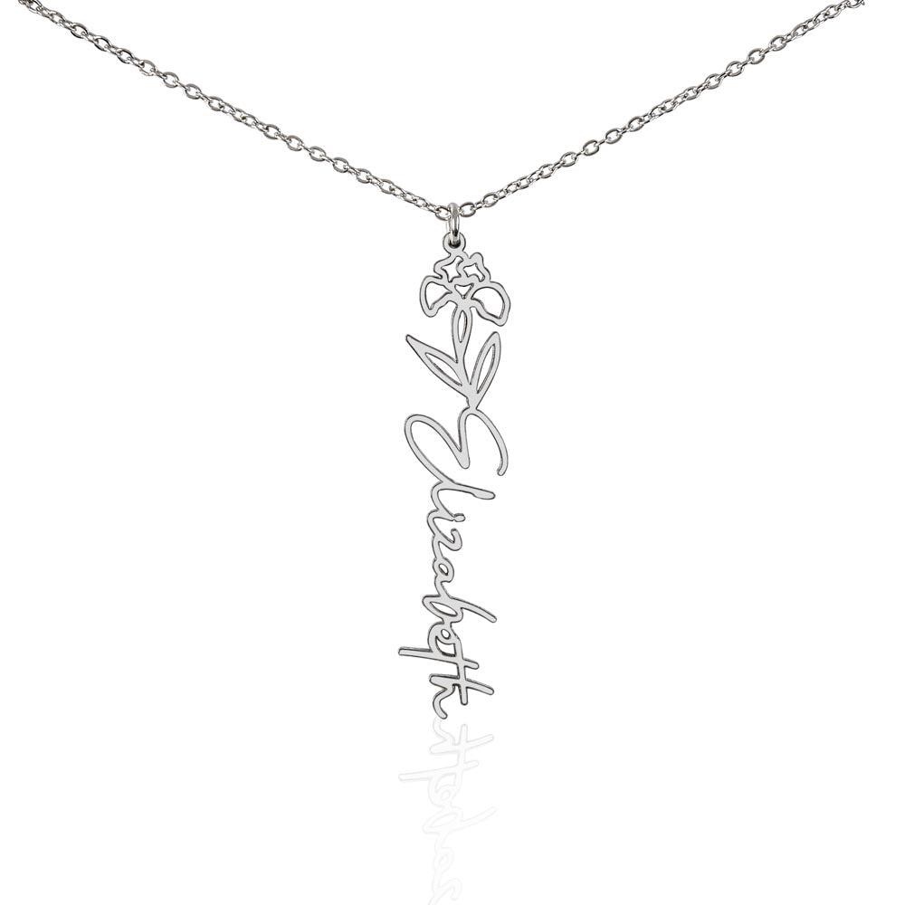 Custom Flower Name Necklace – Personalized Birth Flower Jewelry Gift for Her
