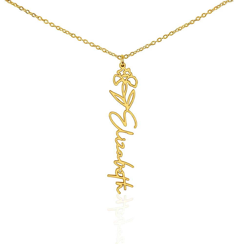 Custom Flower Name Necklace – Personalized Birth Flower Jewelry Gift for Her