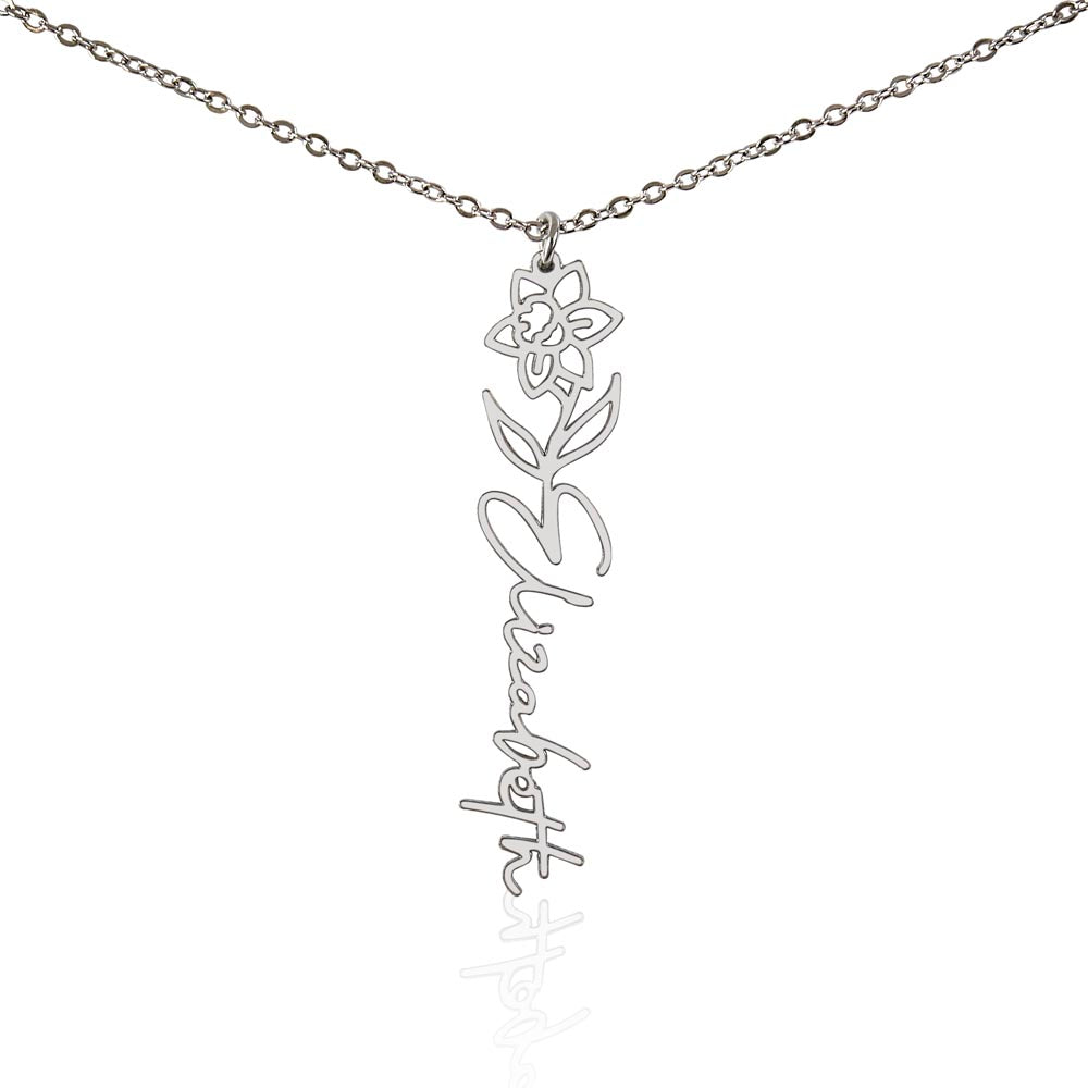Custom Flower Name Necklace – Personalized Birth Flower Jewelry Gift for Her