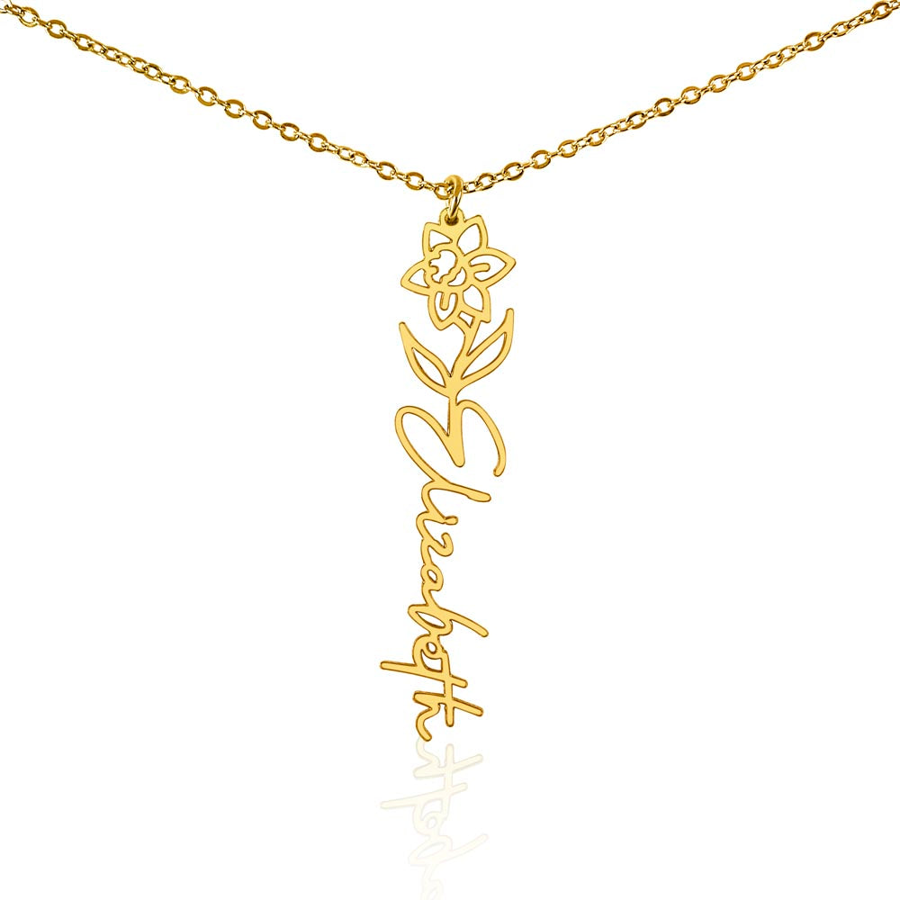 Custom Flower Name Necklace – Personalized Birth Flower Jewelry Gift for Her