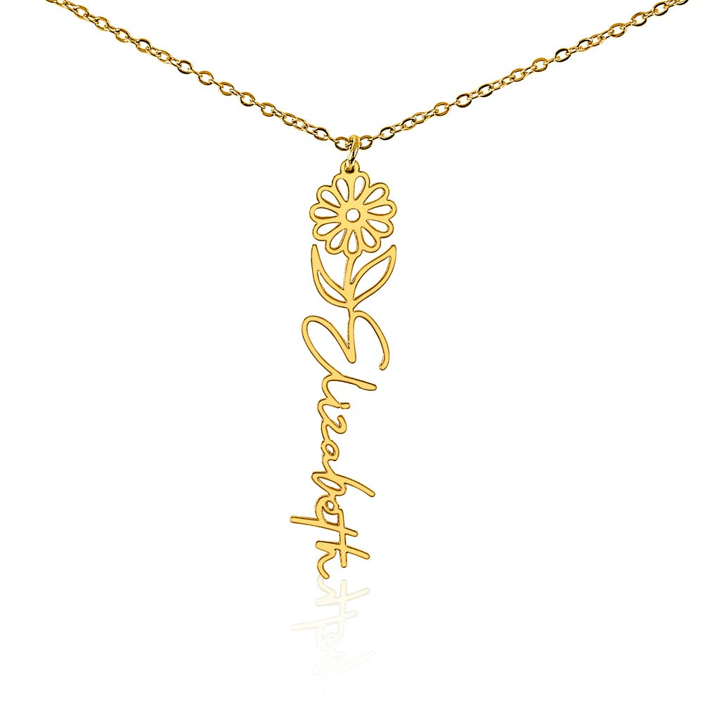 Custom Flower Name Necklace – Personalized Birth Flower Jewelry Gift for Her