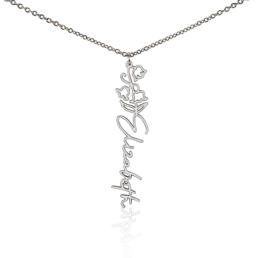 Custom Flower Name Necklace – Personalized Birth Flower Jewelry Gift for Her