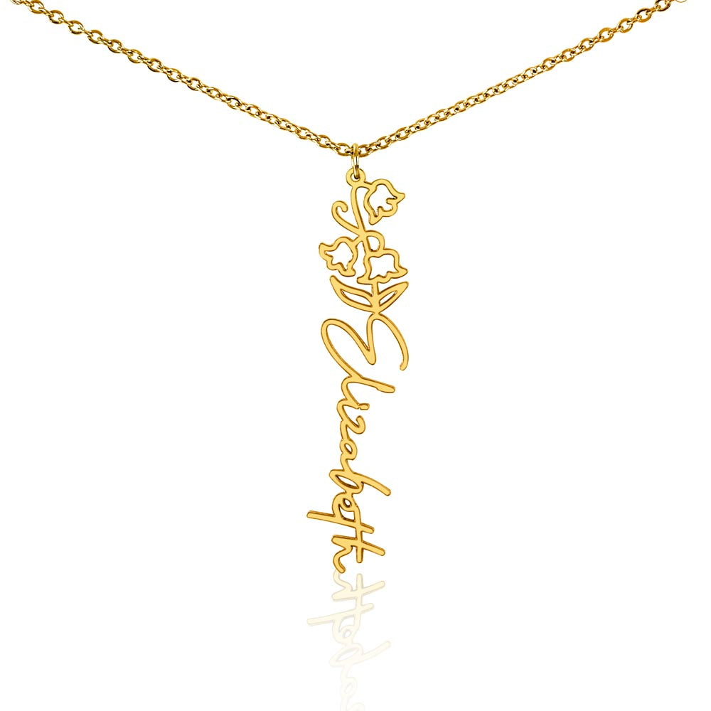 Custom Flower Name Necklace – Personalized Birth Flower Jewelry Gift for Her