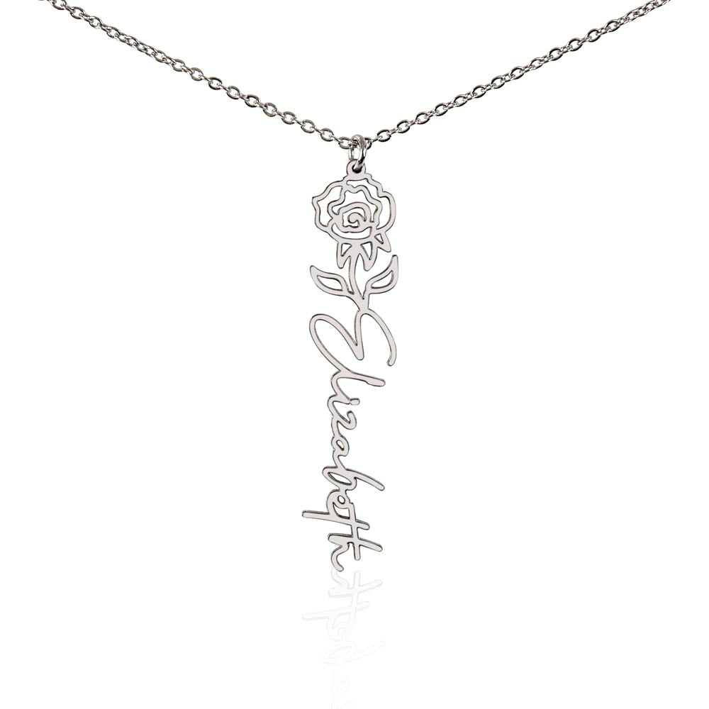 Custom Flower Name Necklace – Personalized Birth Flower Jewelry Gift for Her