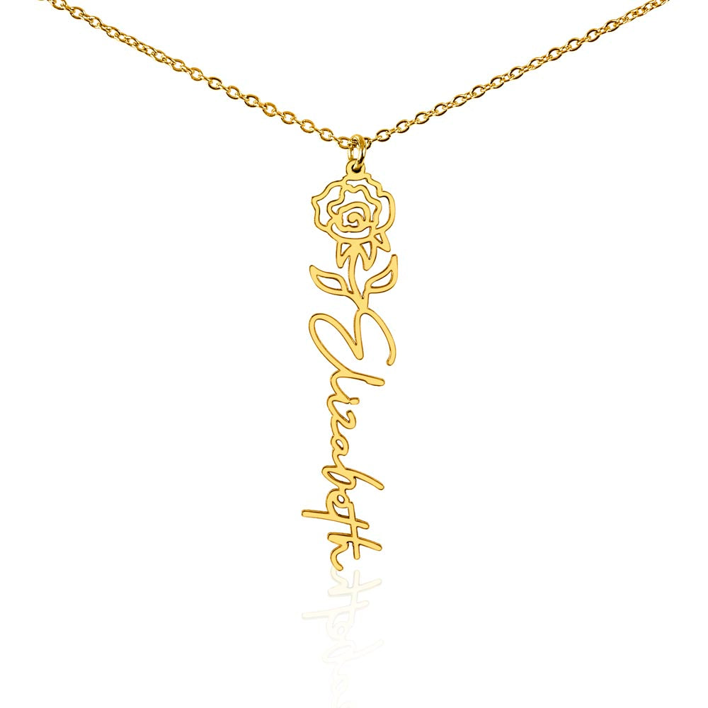 Custom Flower Name Necklace – Personalized Birth Flower Jewelry Gift for Her