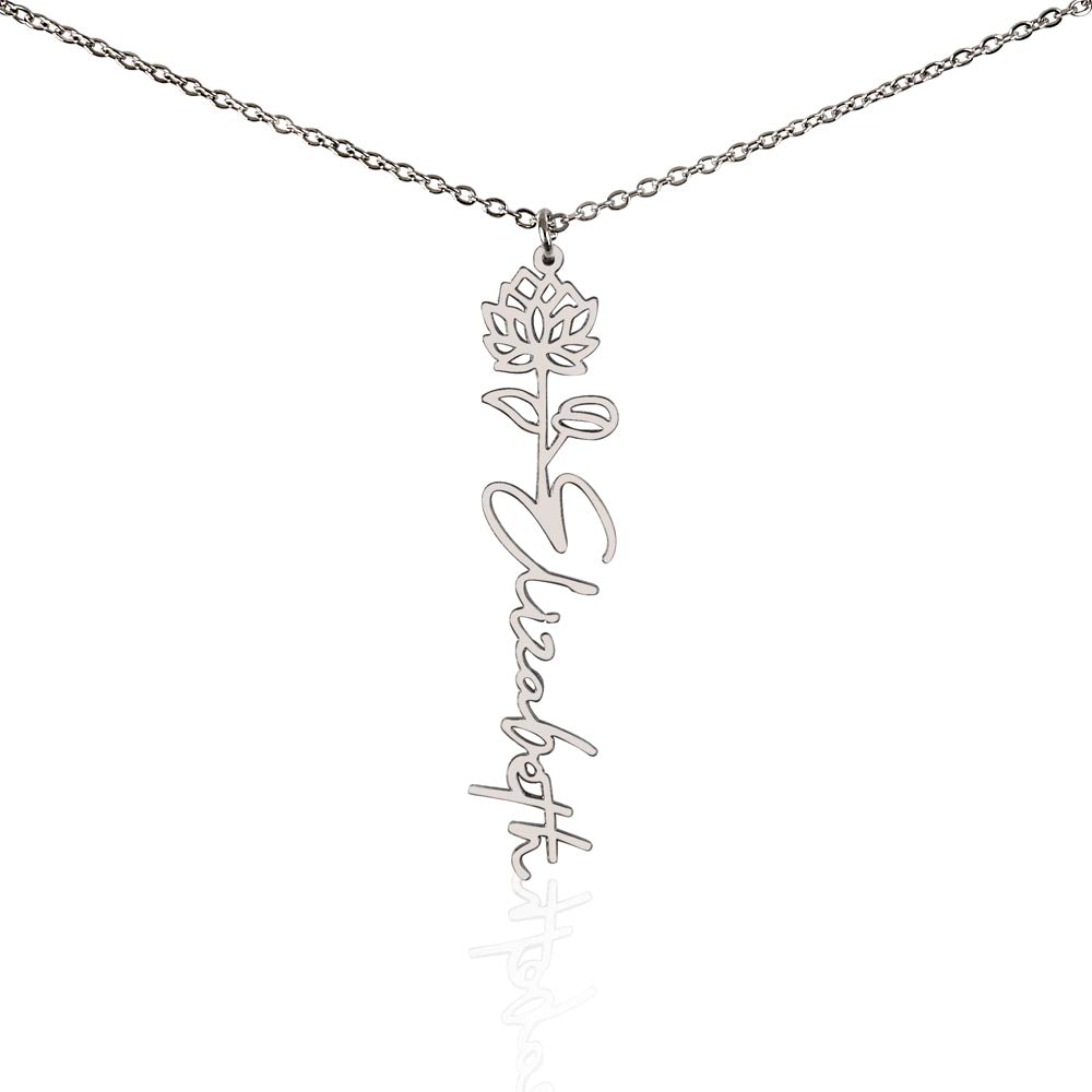 Custom Flower Name Necklace – Personalized Birth Flower Jewelry Gift for Her