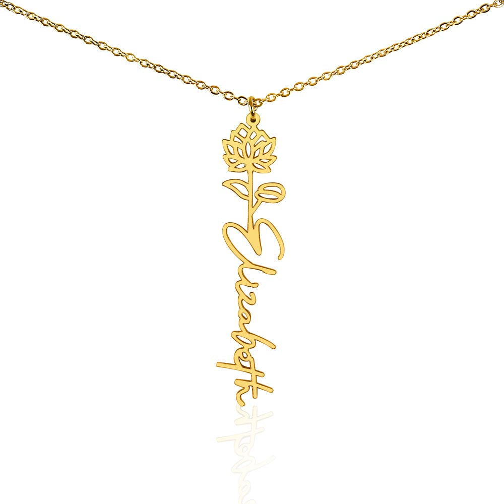 Custom Flower Name Necklace – Personalized Birth Flower Jewelry Gift for Her