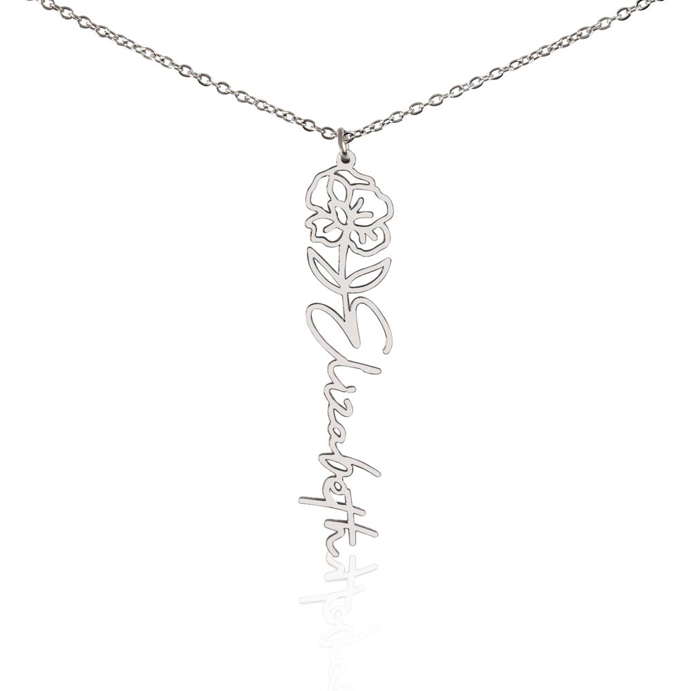 Custom Flower Name Necklace – Personalized Birth Flower Jewelry Gift for Her