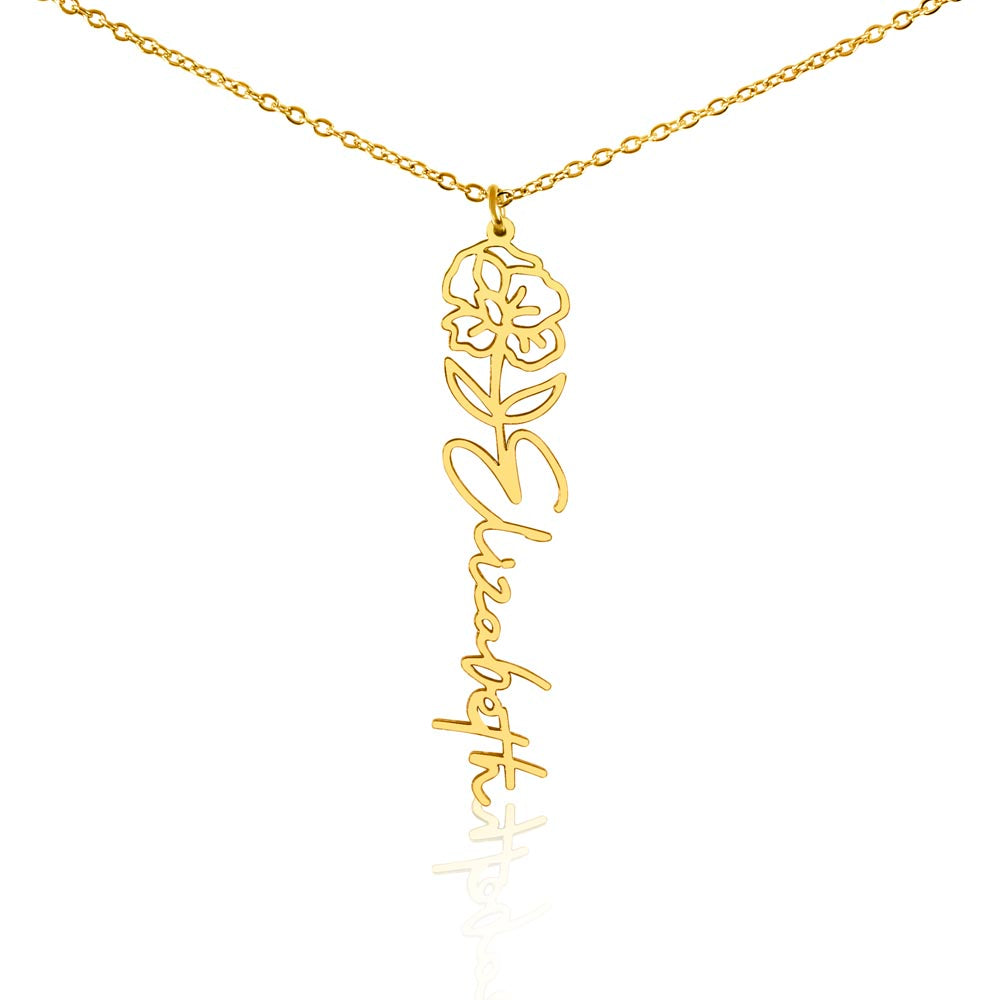 Custom Flower Name Necklace – Personalized Birth Flower Jewelry Gift for Her