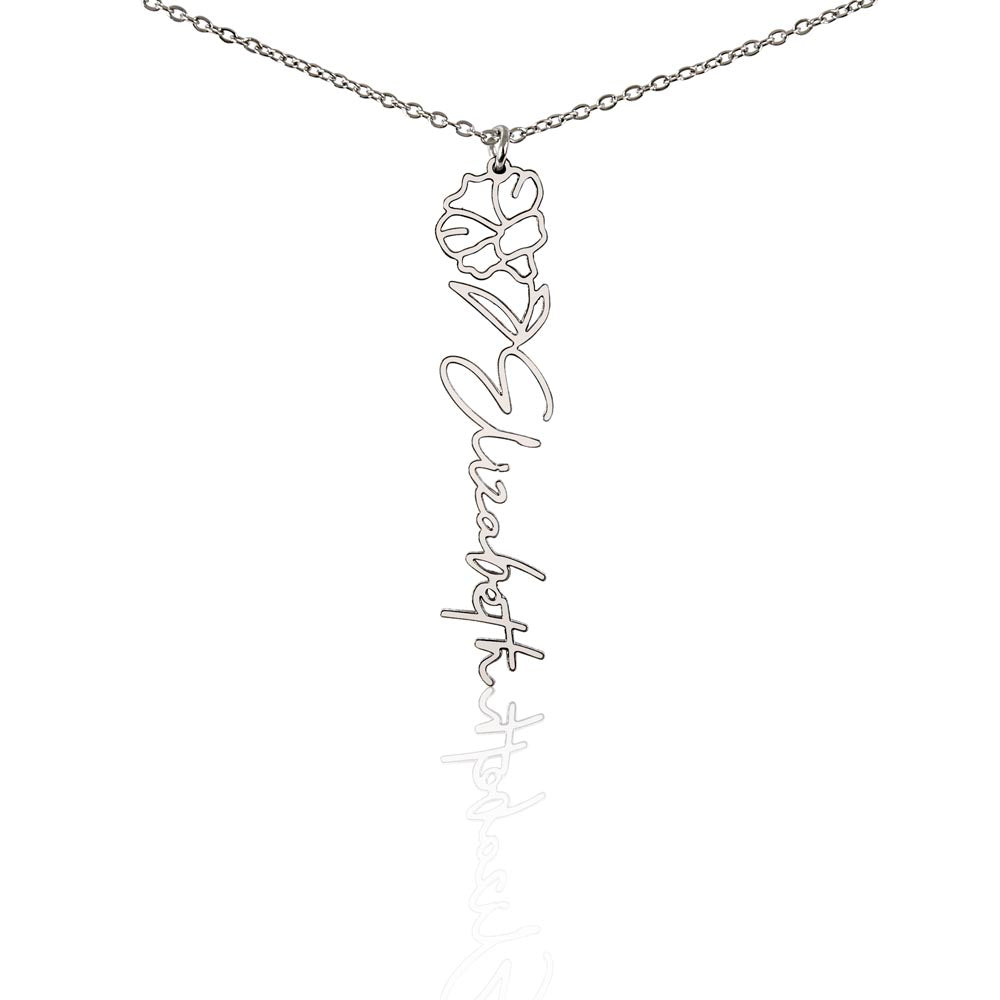 Custom Flower Name Necklace – Personalized Birth Flower Jewelry Gift for Her