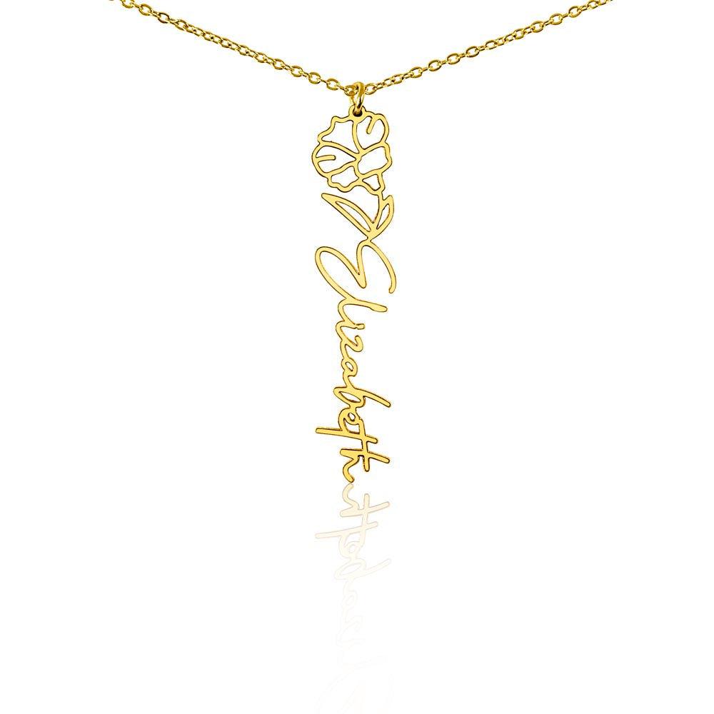 Custom Flower Name Necklace – Personalized Birth Flower Jewelry Gift for Her