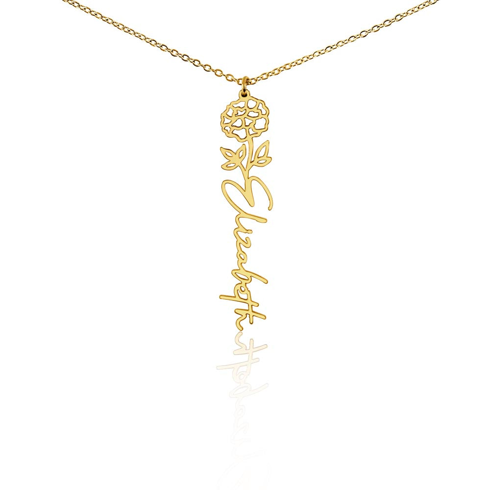 Custom Flower Name Necklace – Personalized Birth Flower Jewelry Gift for Her