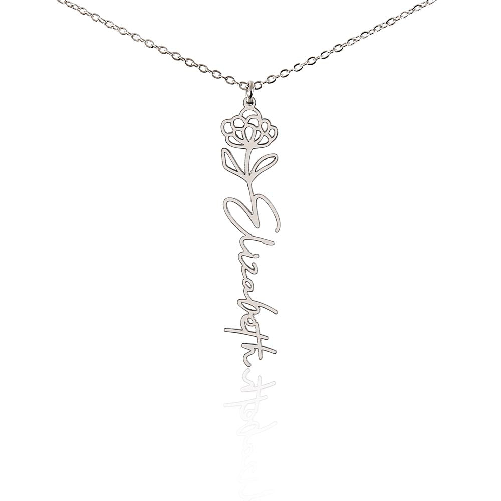 Custom Flower Name Necklace – Personalized Birth Flower Jewelry Gift for Her