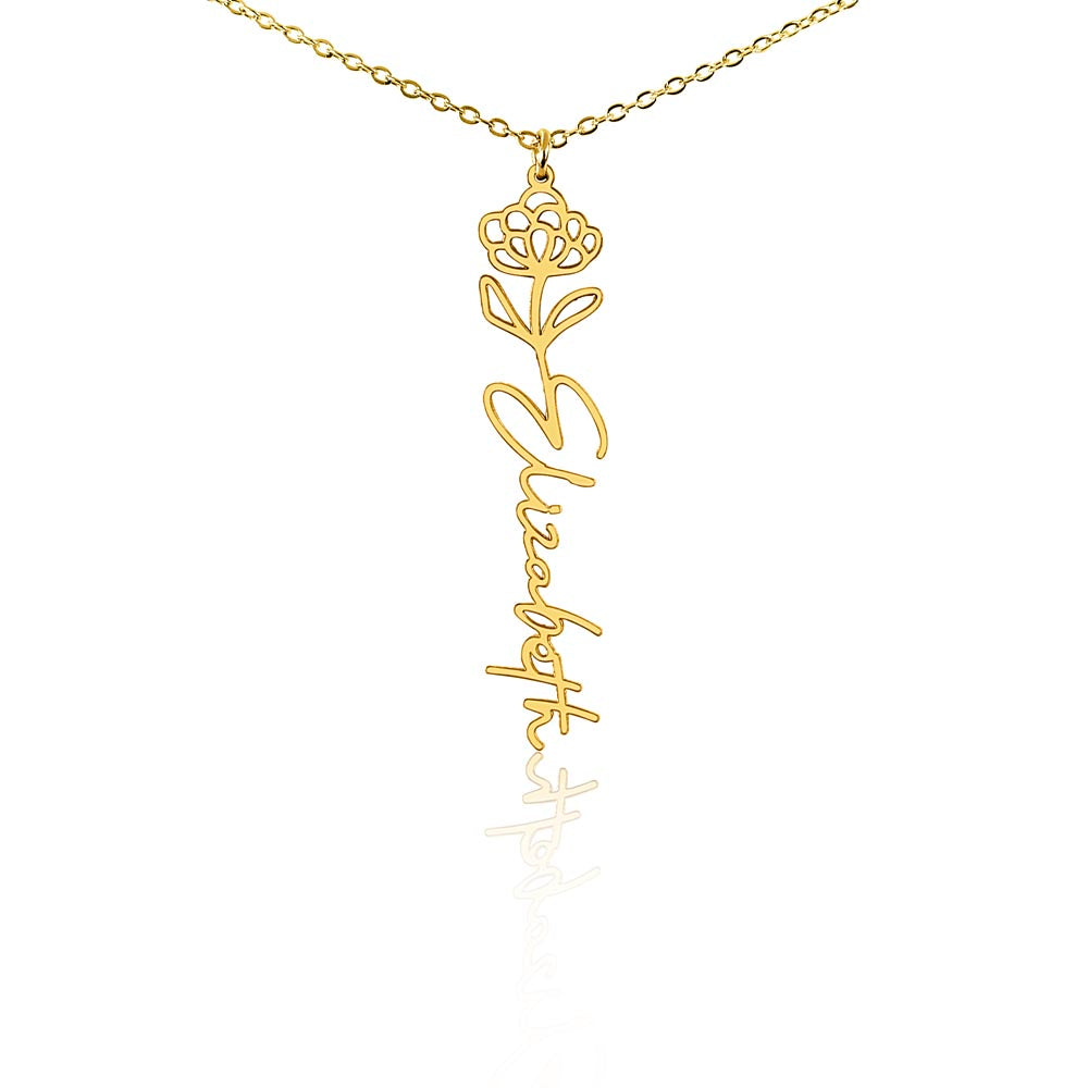 Custom Flower Name Necklace – Personalized Birth Flower Jewelry Gift for Her