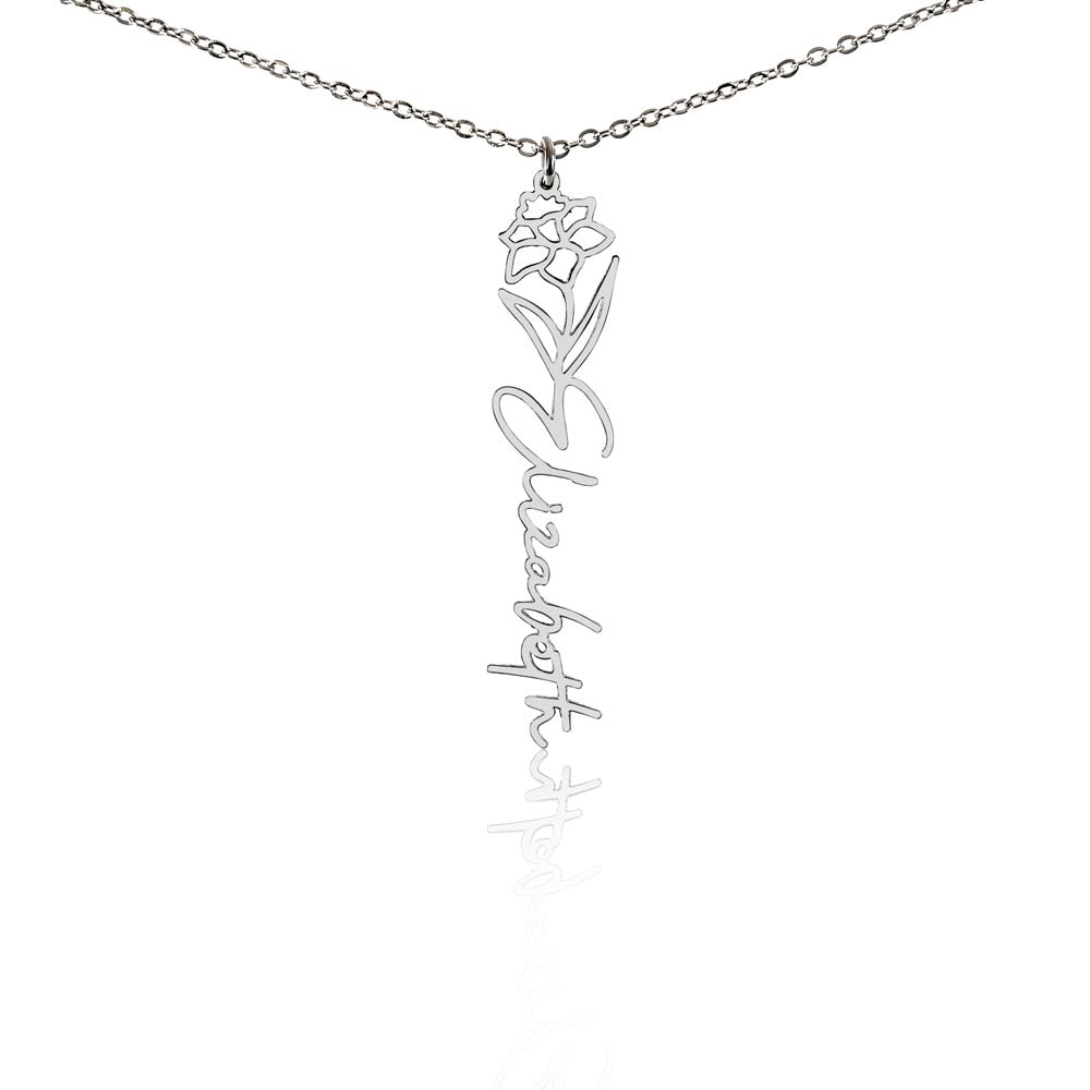Custom Flower Name Necklace – Personalized Birth Flower Jewelry Gift for Her