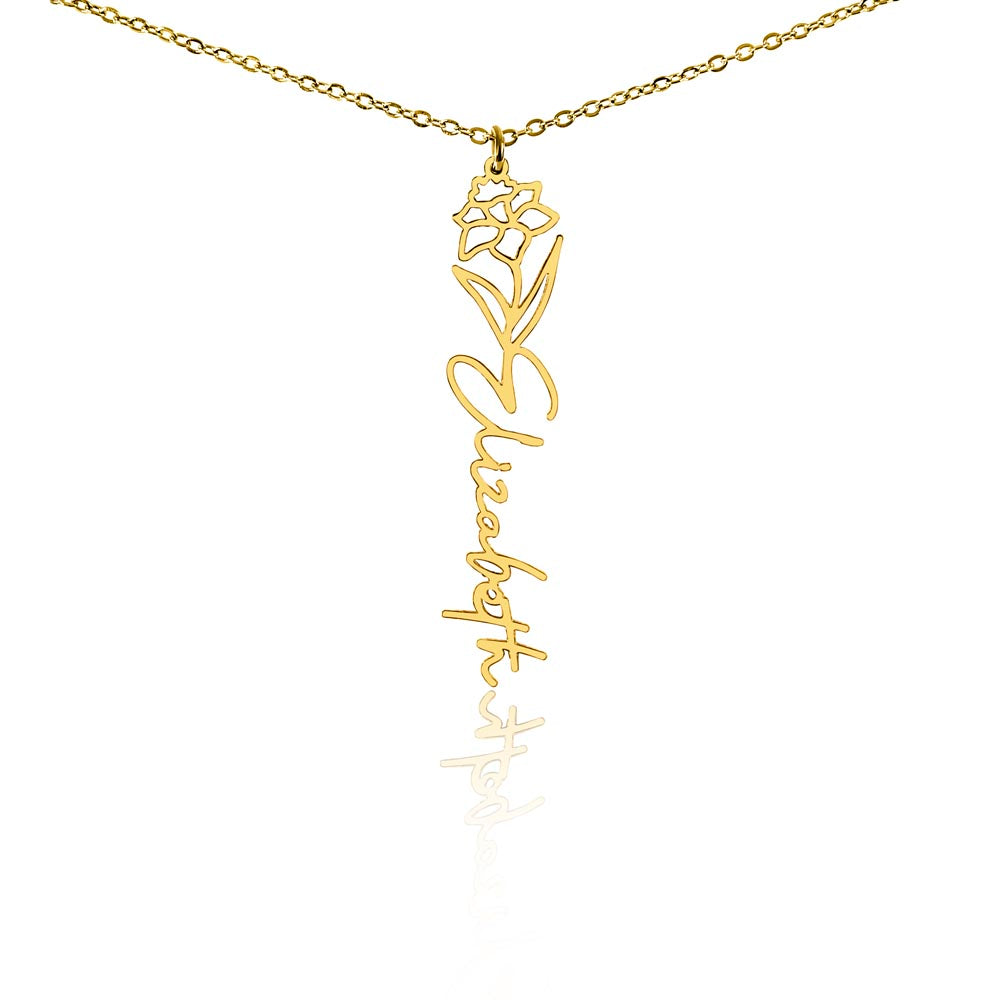 Custom Flower Name Necklace – Personalized Birth Flower Jewelry Gift for Her