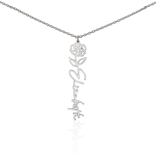 Custom Flower Name Necklace – Personalized Birth Flower Jewelry Gift for Her