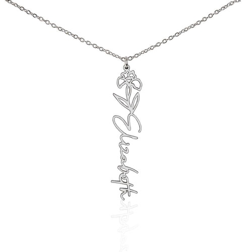 Custom Flower Name Necklace – Personalized Birth Flower Jewelry Gift for Her