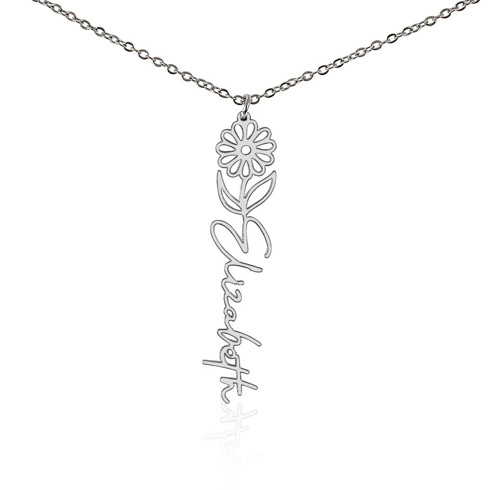Custom Flower Name Necklace – Personalized Birth Flower Jewelry Gift for Her