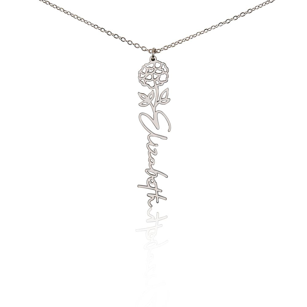 Custom Flower Name Necklace – Personalized Birth Flower Jewelry Gift for Her